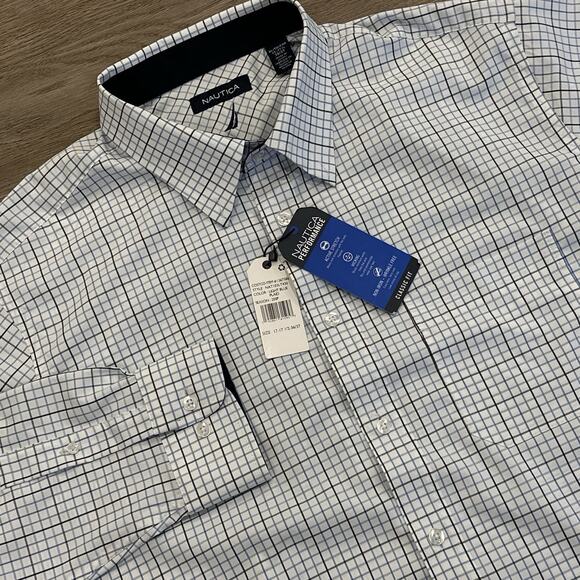 Nautica Other - Nautica NWT Classic-Fit Wrinkle-Resistant Plaid Button-Down Shirt Blue Plaid XL